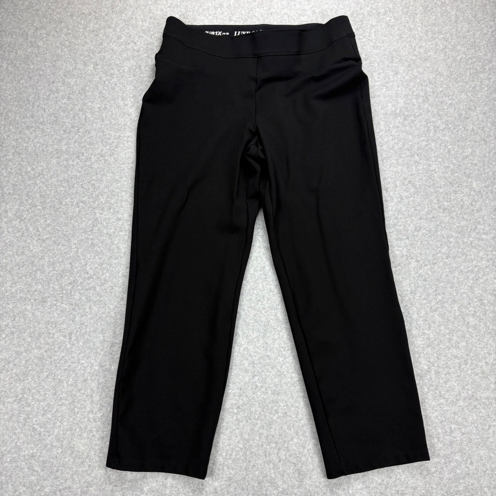 Luxe Slims Skinny Pants Womens 1X Black Stretch Pull On Office Professional Chic